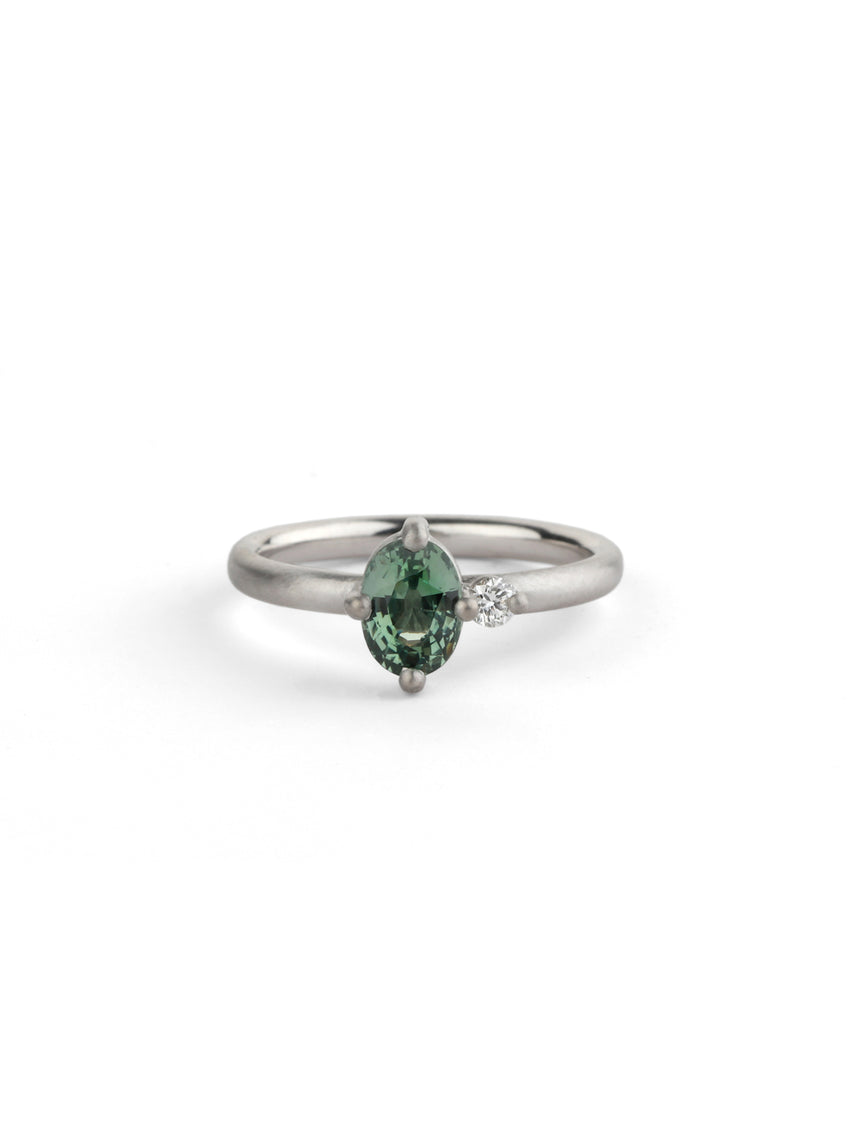 Green Sapphire Oval Duo Ring