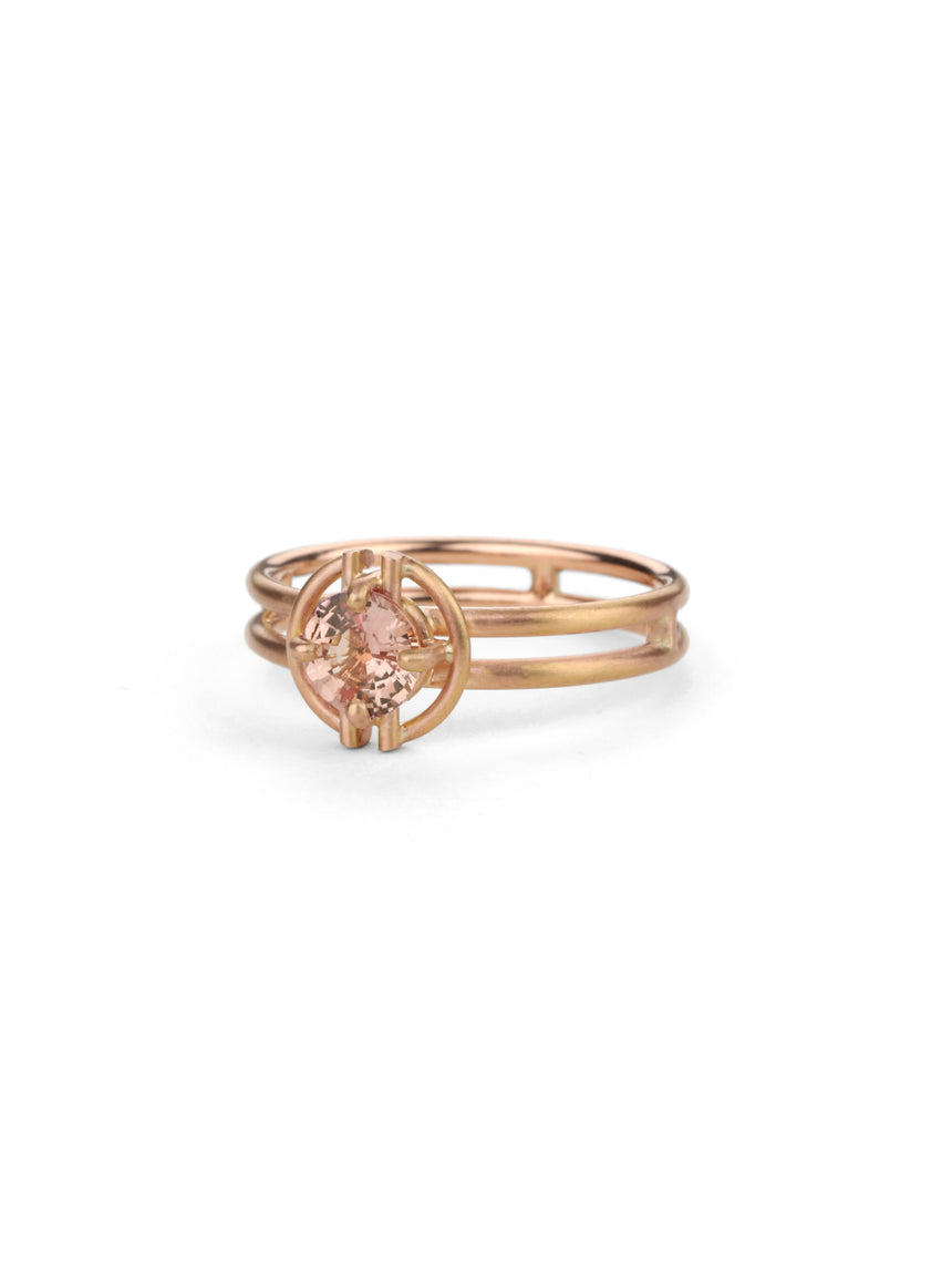 Peach Sapphire Horizon Halo Ring