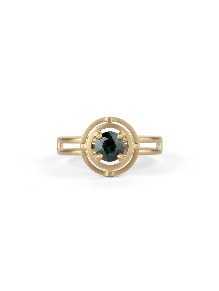 Sapphire Corner Claw Two Circle Ring