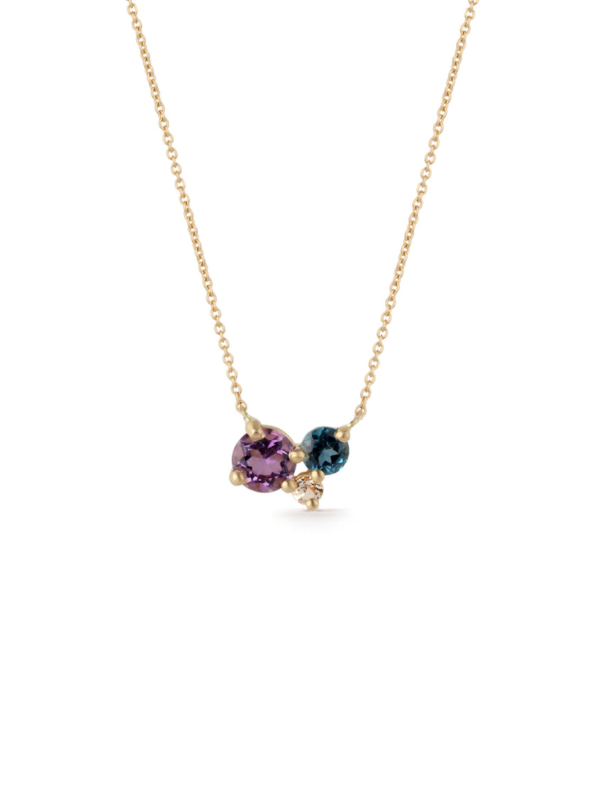 Round Trio Birthstone Necklace - amethyst