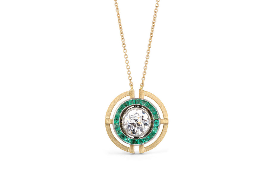 Diamond and Emerald Target Pendant
