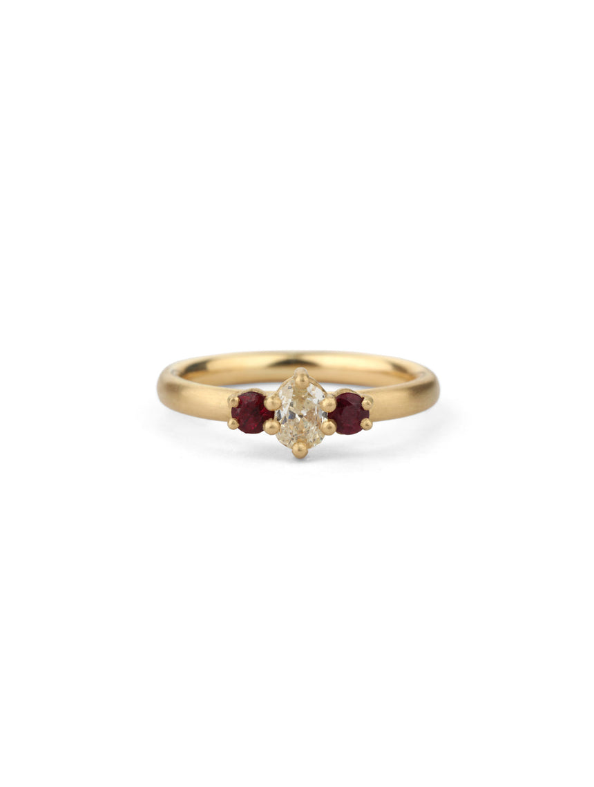 Old Cut Diamond And Ruby Trio Ring