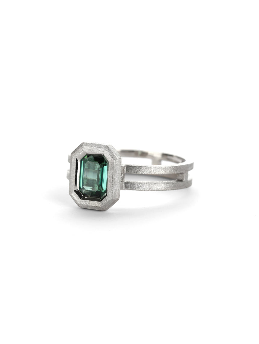 Teal Octogon Bezel Ring