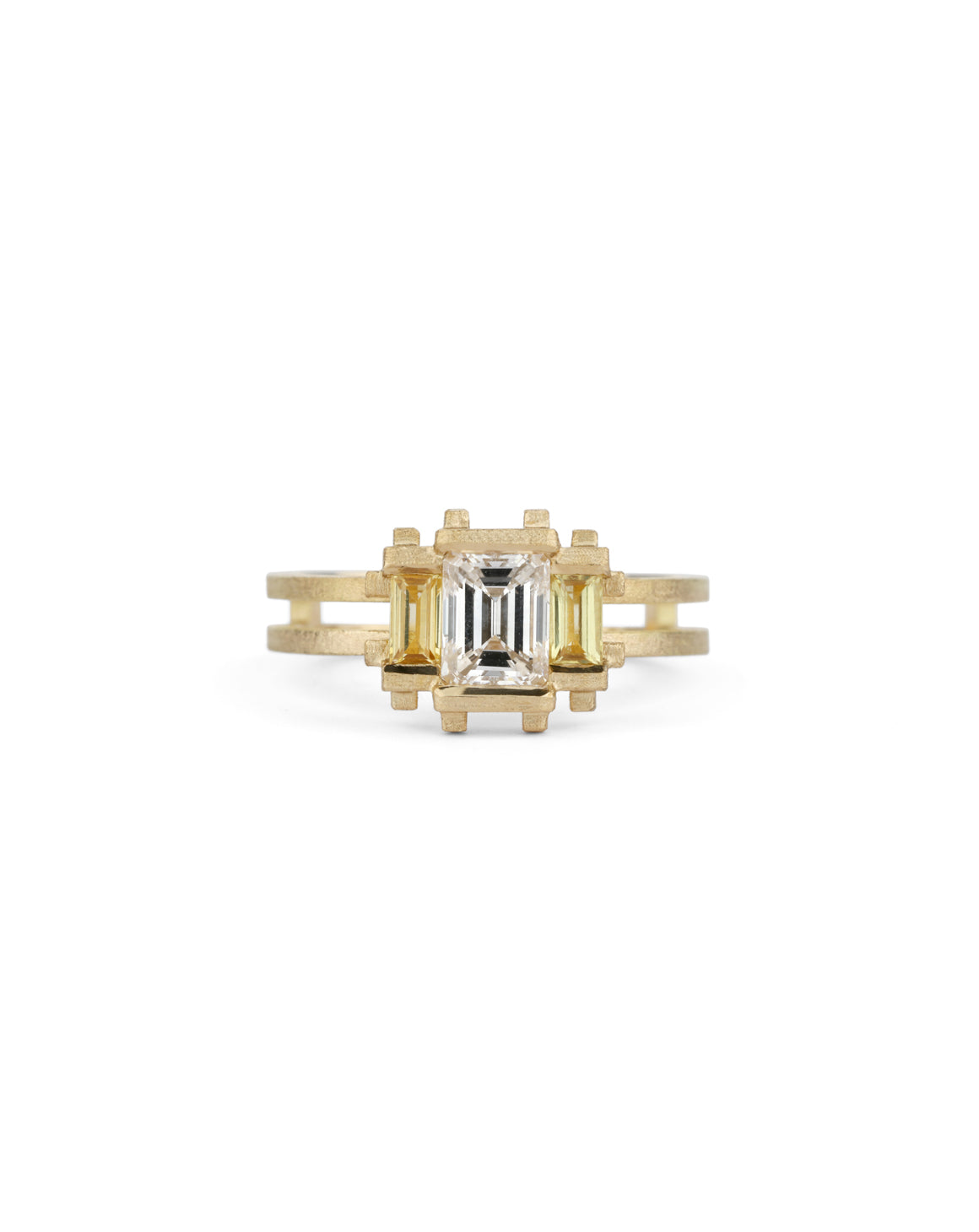 Parallel Rings Diamond Diamond and Sapphire Three Stone Parallel Ring – Shimell and Madden
