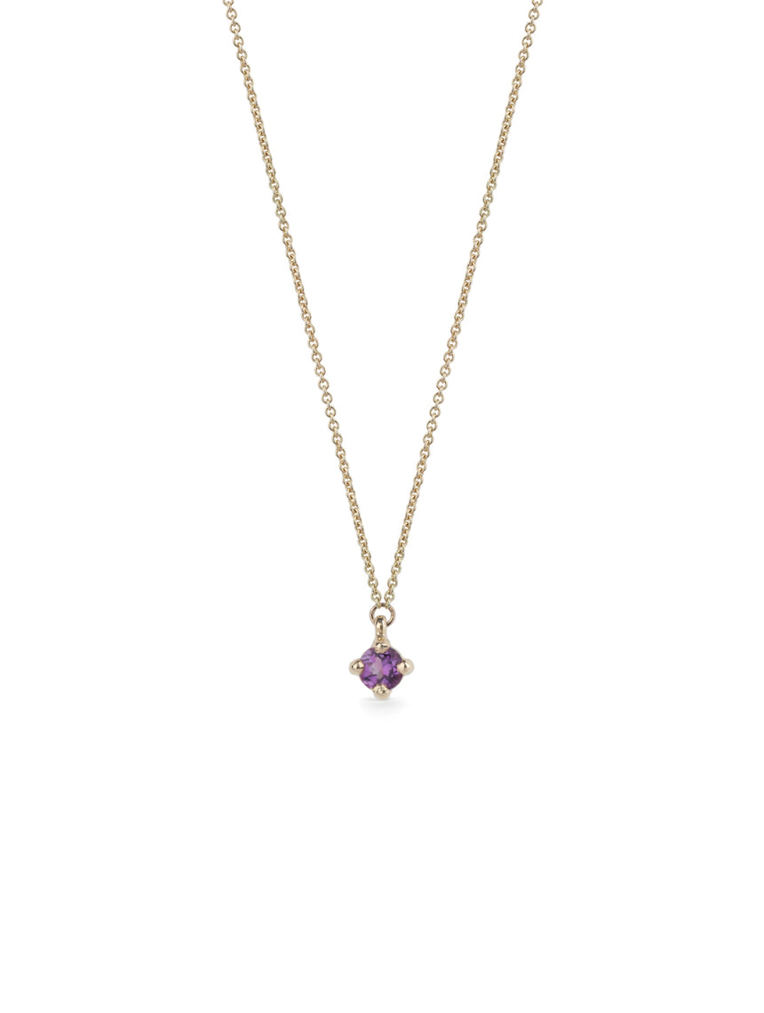 Amethyst Mini Solo Birthstone Pendant - Round