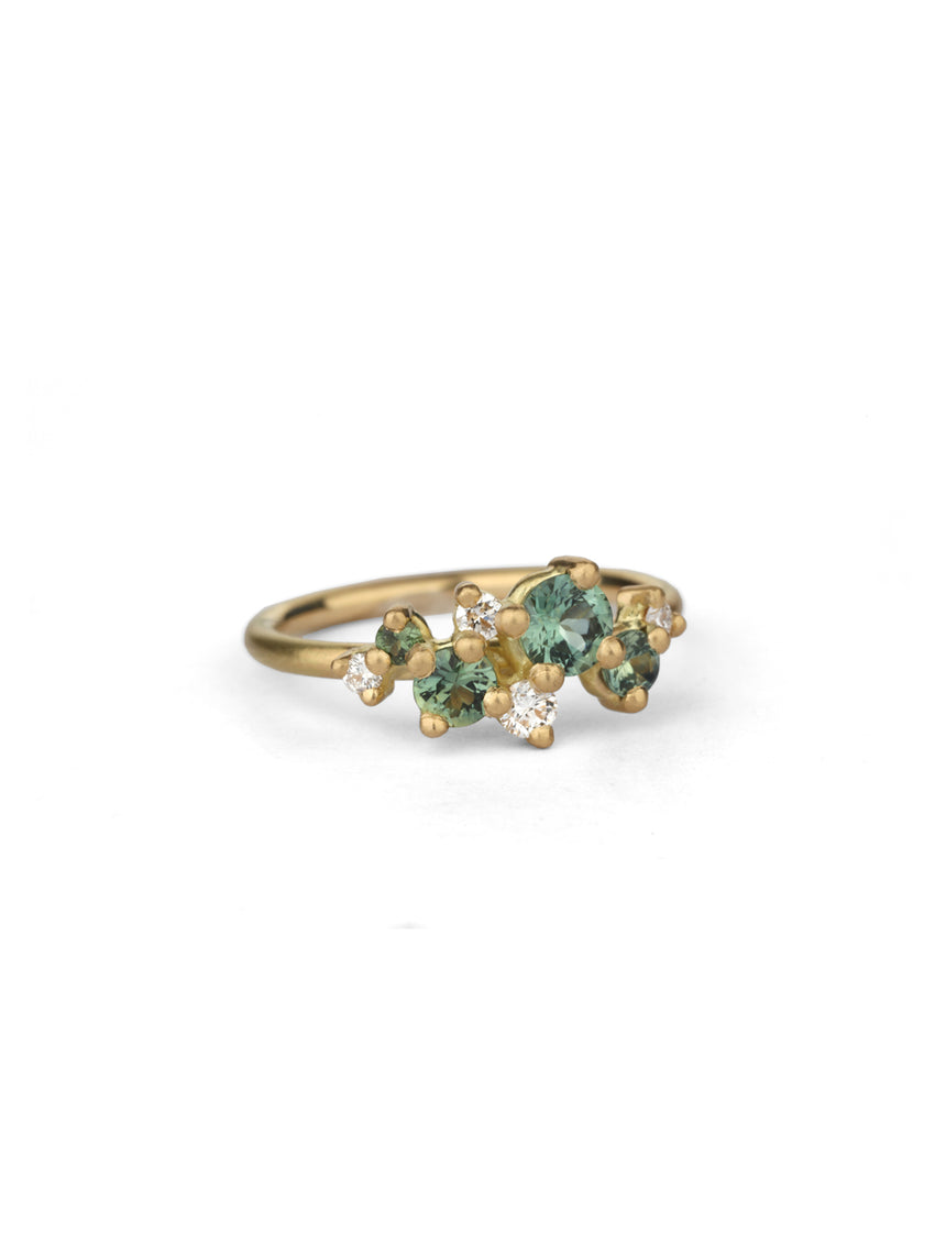 Aqua Australian Sapphire and Ocean Diamond Astra Ring