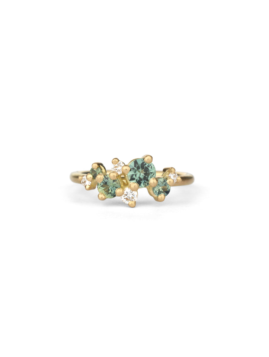 Aqua Australian Sapphire and Ocean Diamond Astra Ring