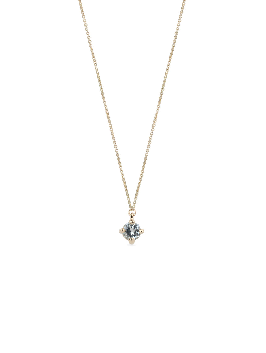 Aquamarine Medium Solo Birthstone Pendant - Round