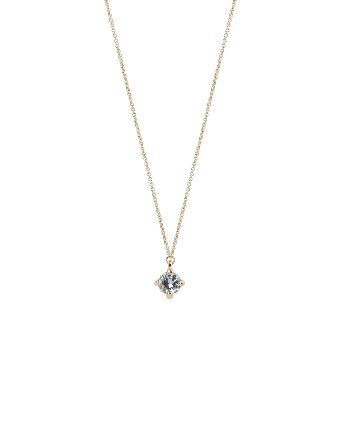 Aquamarine Medium Solo Birthstone Pendant - Round