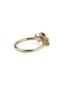 Teal Australian Sapphire and Ocean Diamond Lyra Ring