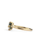 Teal Australian Sapphire and Ocean Diamond Lyra Ring