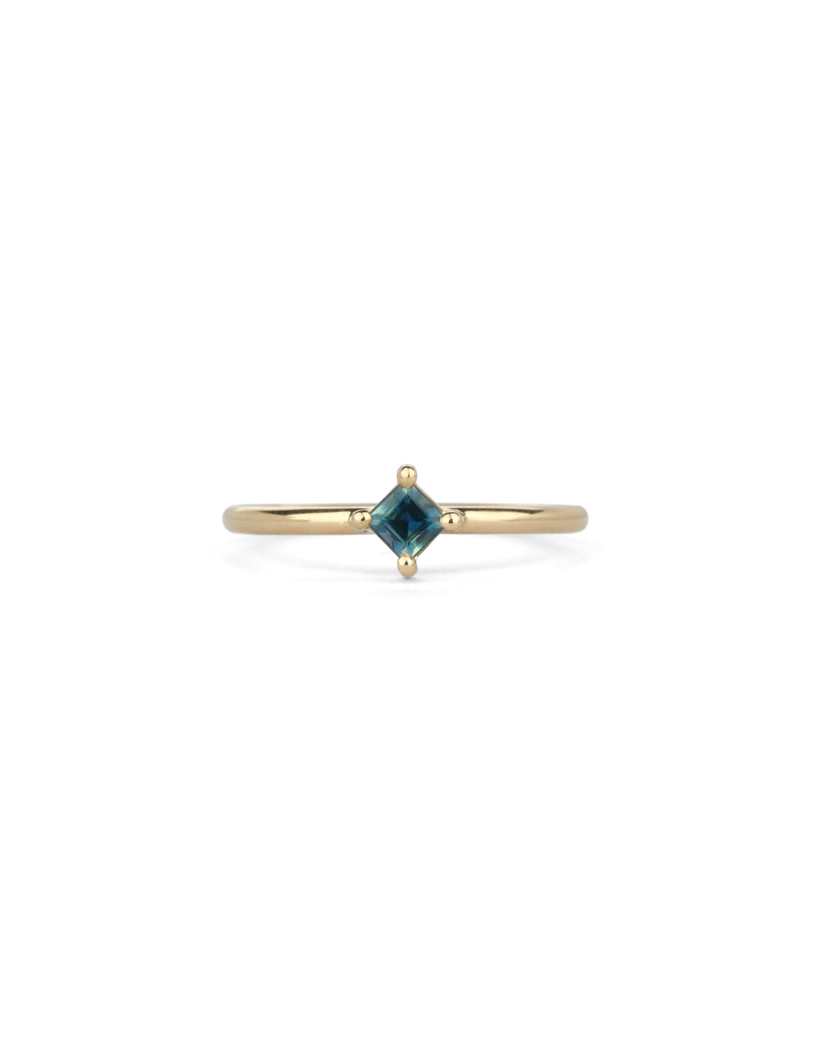 Bi-color Sapphire Square Solo Polished Ring - 0.25ct