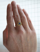 Blue Sapphire Compass Three Circle Ring