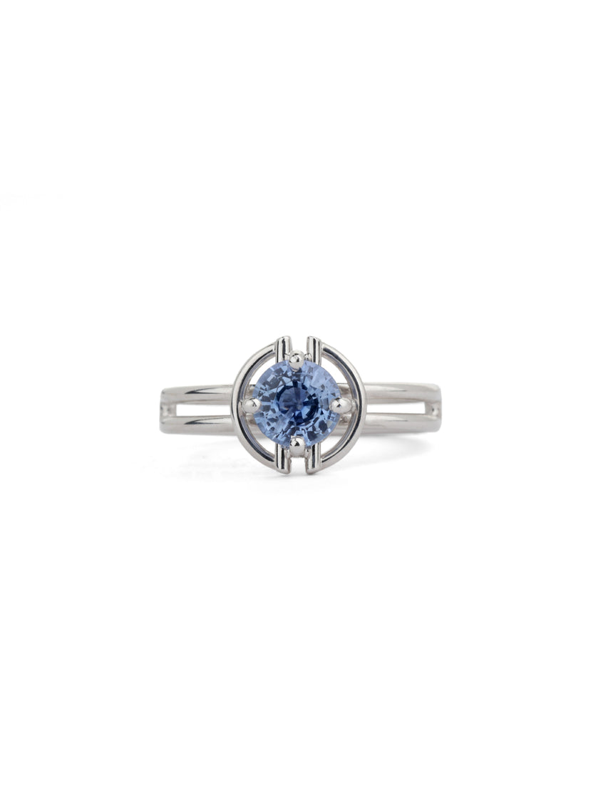 Blue Sapphire Medium Horizon Halo Ring