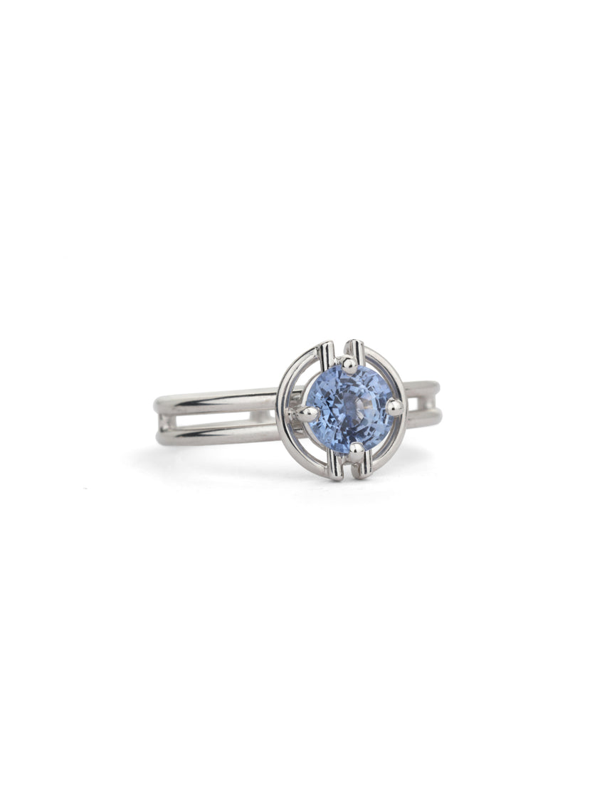Blue Sapphire Medium Horizon Halo Ring