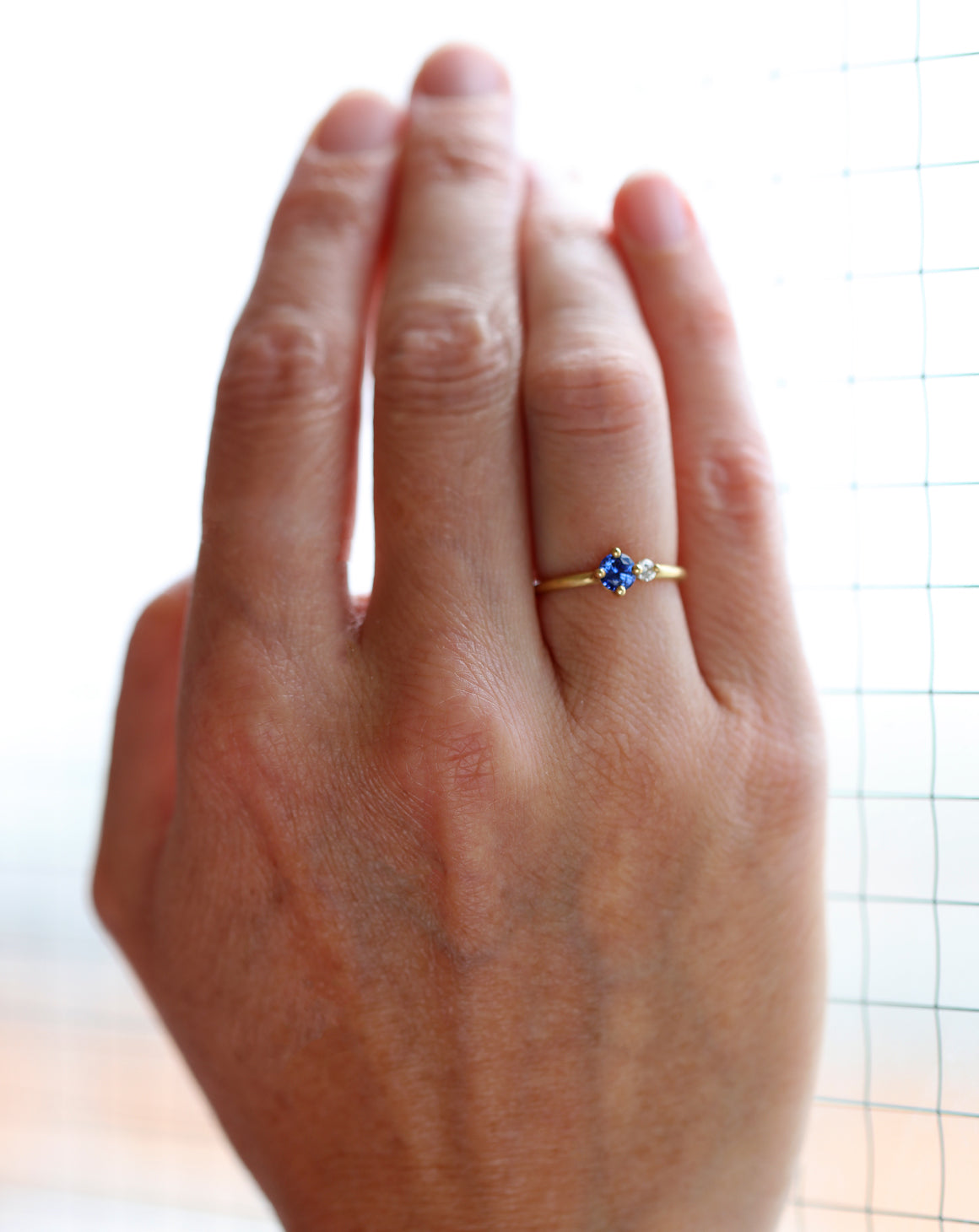 Blue Sapphire and Diamond Duo Ring