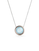 Circular Aquamarine and 18ct white gold necklace, back detail.