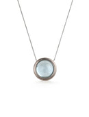 Circular Aquamarine and 18ct white gold necklace.