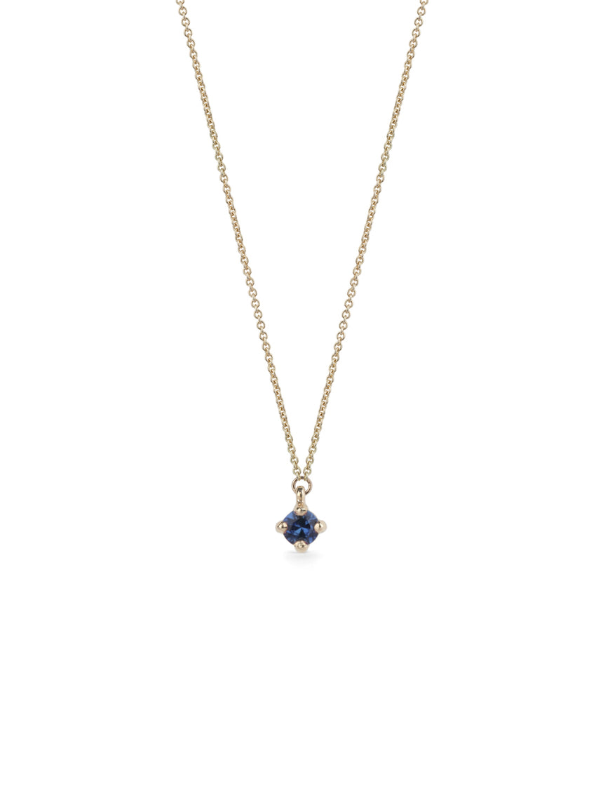 Blue Sapphire Mini Solo Birthstone Pendant - Round