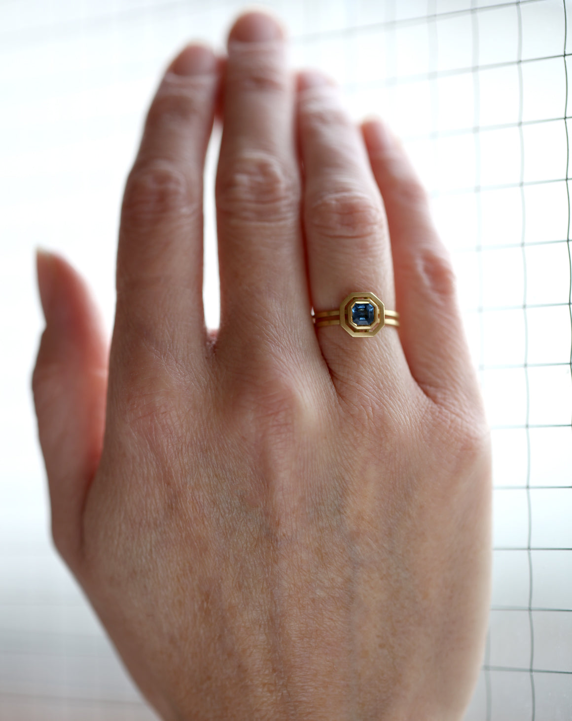 Blue Sapphire Octagon Super Nova Ring