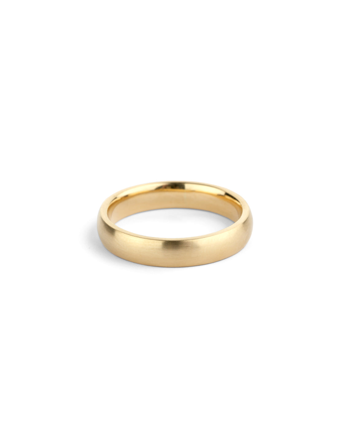 Curved wedding band 18ct yellow gold, satin finish.