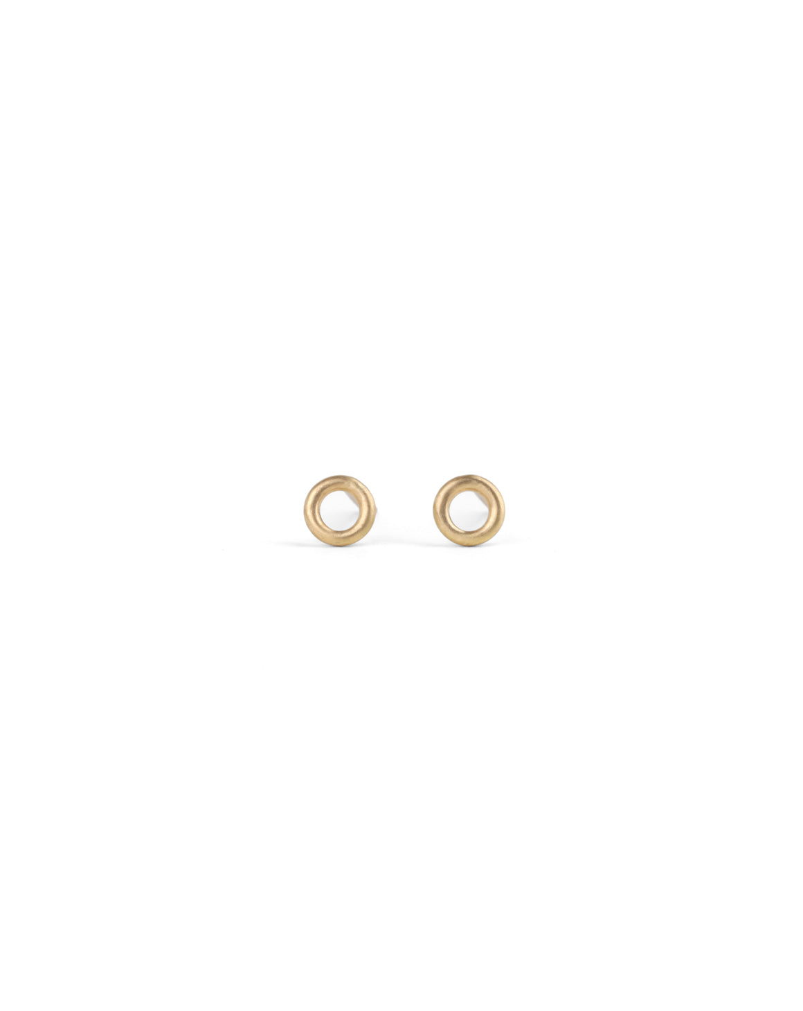 Outline circle earstuds, satin 18ct yellow gold.