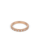 Band set with ten white diamonds. 18ct rose gold with a textured finish.