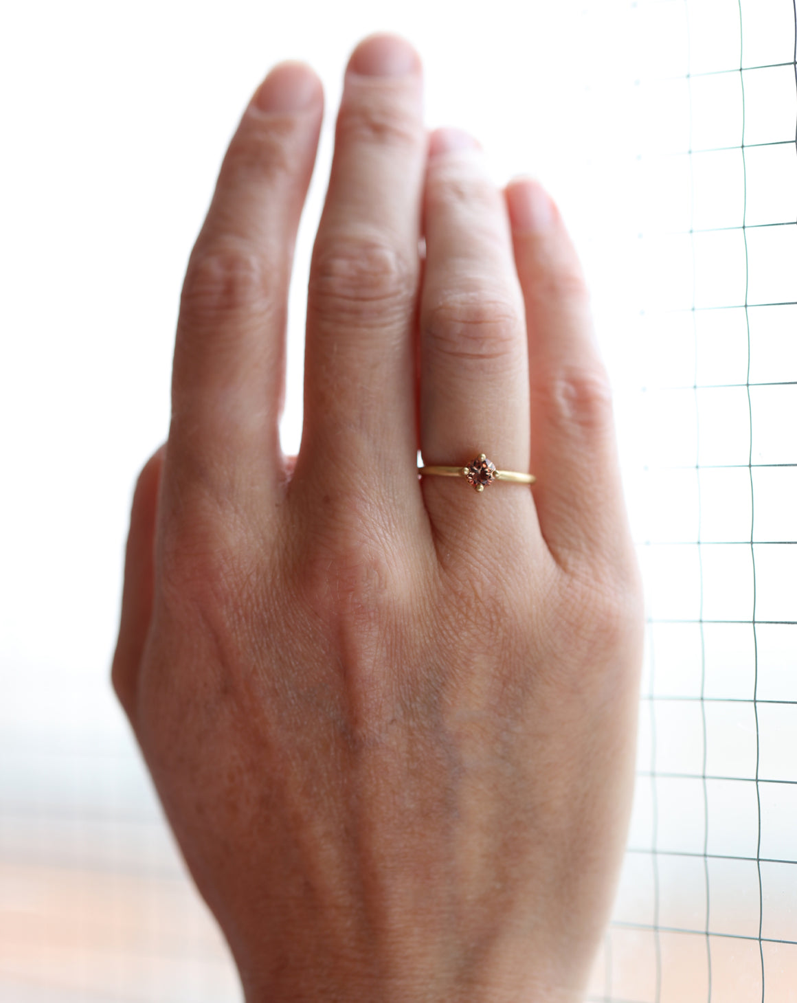 Deep Orange Sapphire Round Solo Engagement Ring