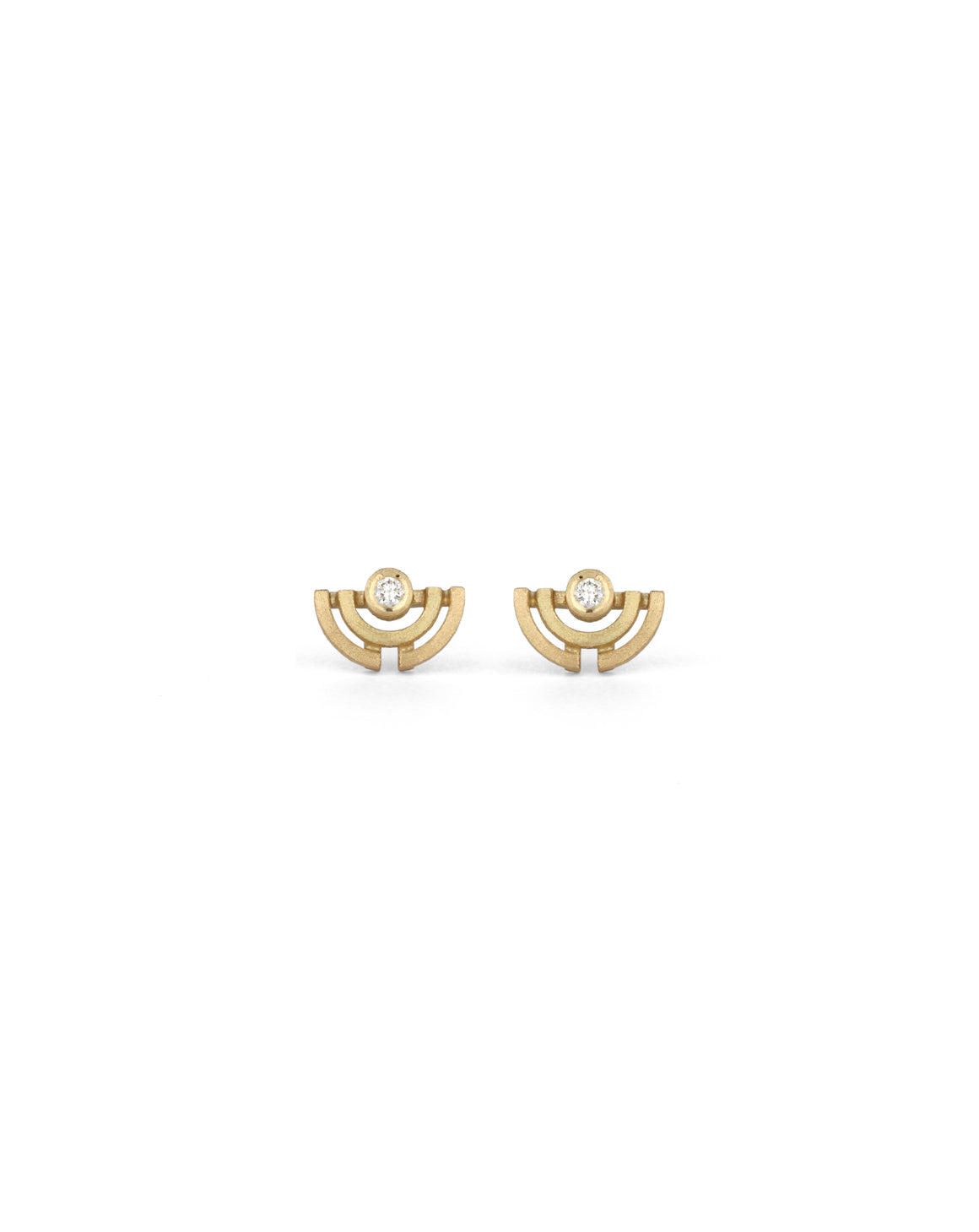 Natural Diamond Mini Double Half Circle Earstuds