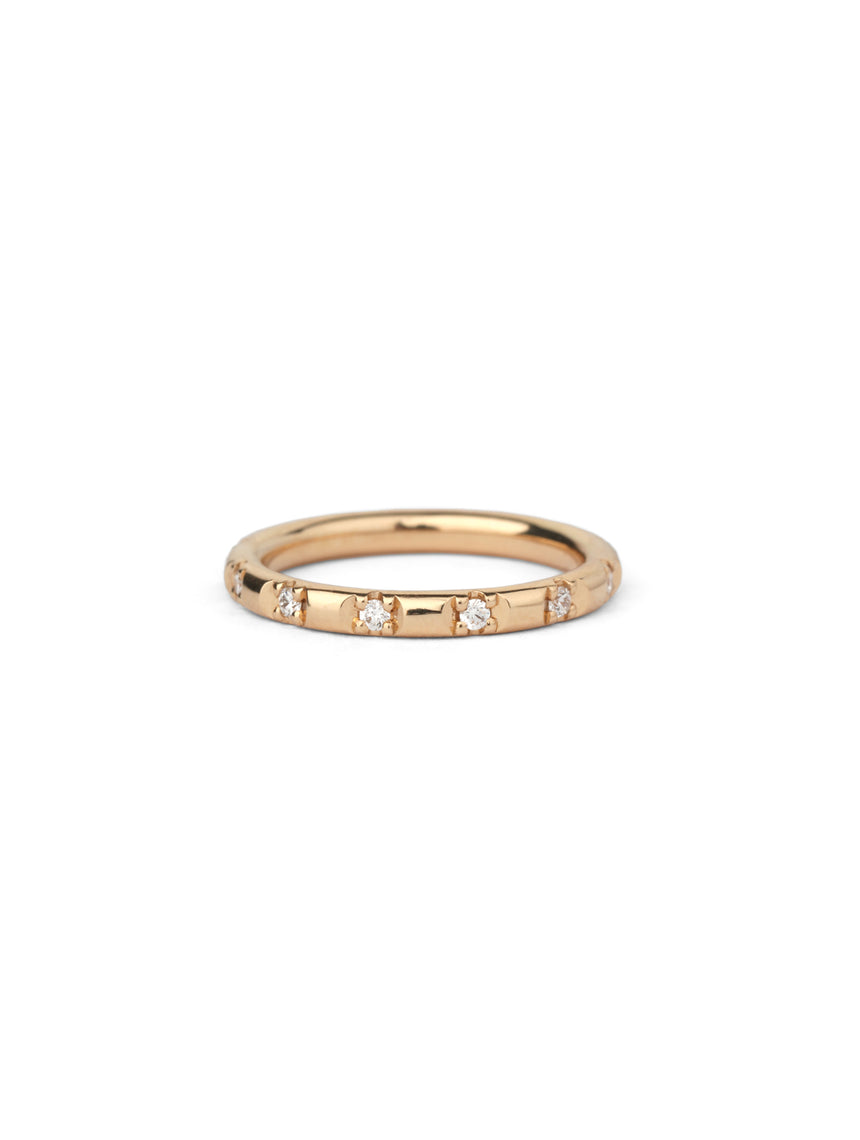 Natural Diamond Duodecimal Medium Round Band - Polished