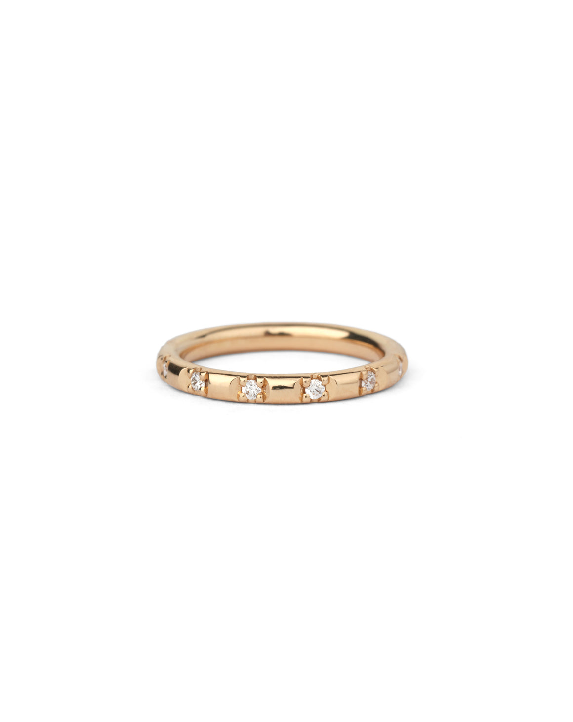 Natural Diamond Duodecimal Medium Round Band - Polished
