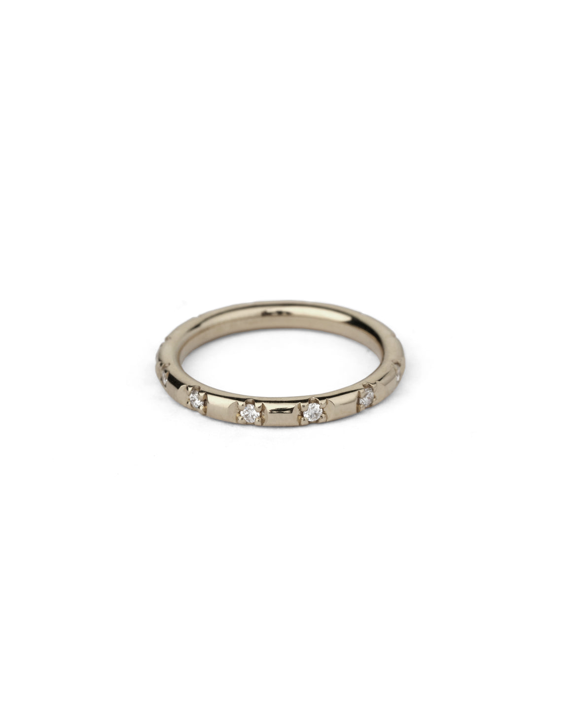 Natural Diamond Duodecimal Medium Round Band - Polished