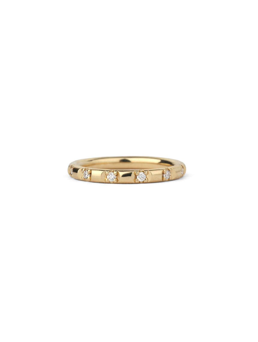 Natural Diamond Duodecimal Medium Round Band - Polished