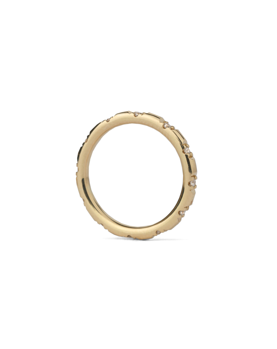 Natural Diamond Duodecimal Medium Round Band - Polished