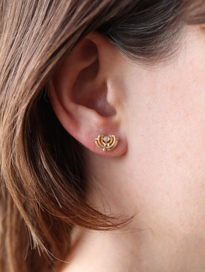 Natural Diamond Small Half Circle Earstuds