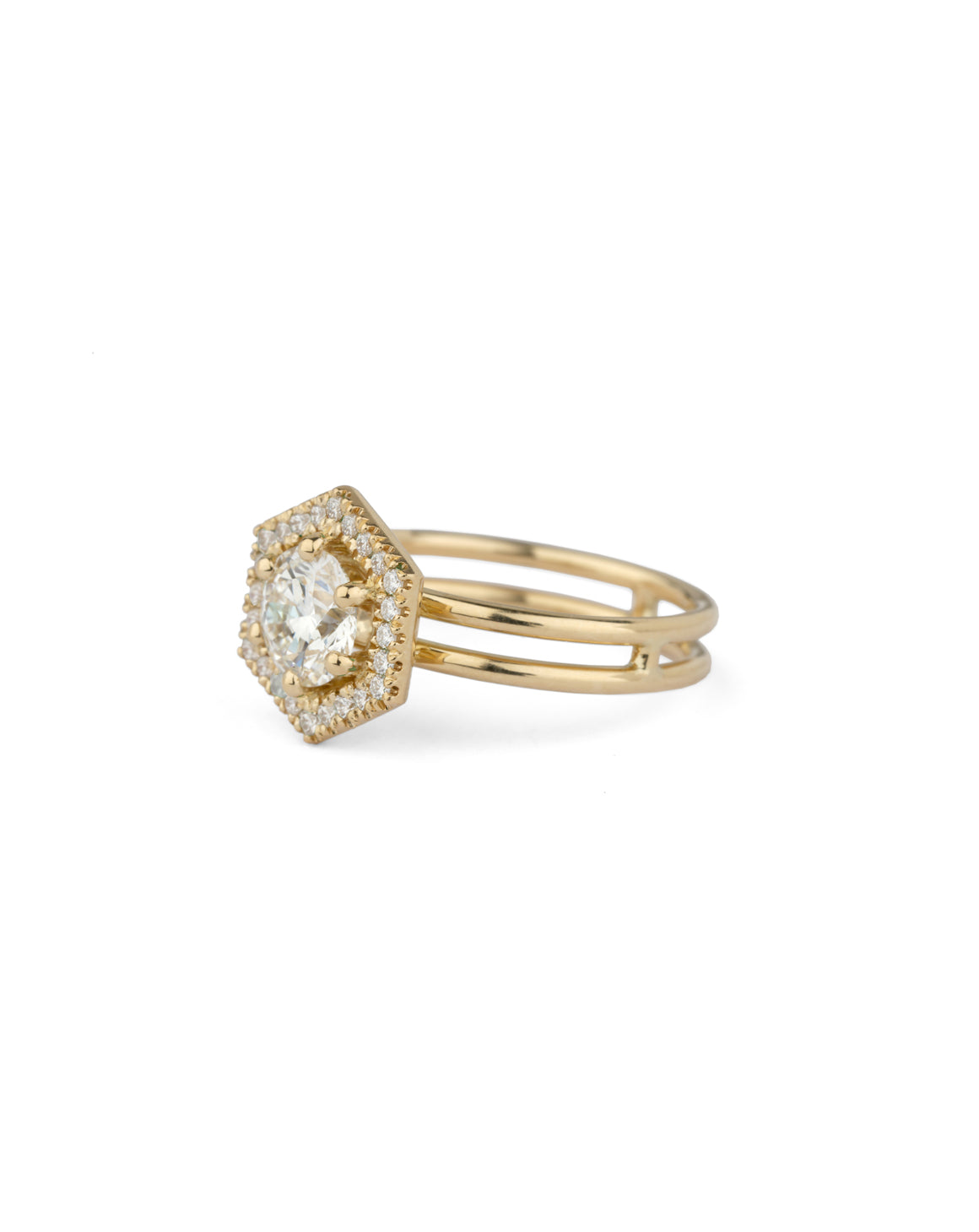 Diamond Hex Halo Ring - 0.90ct