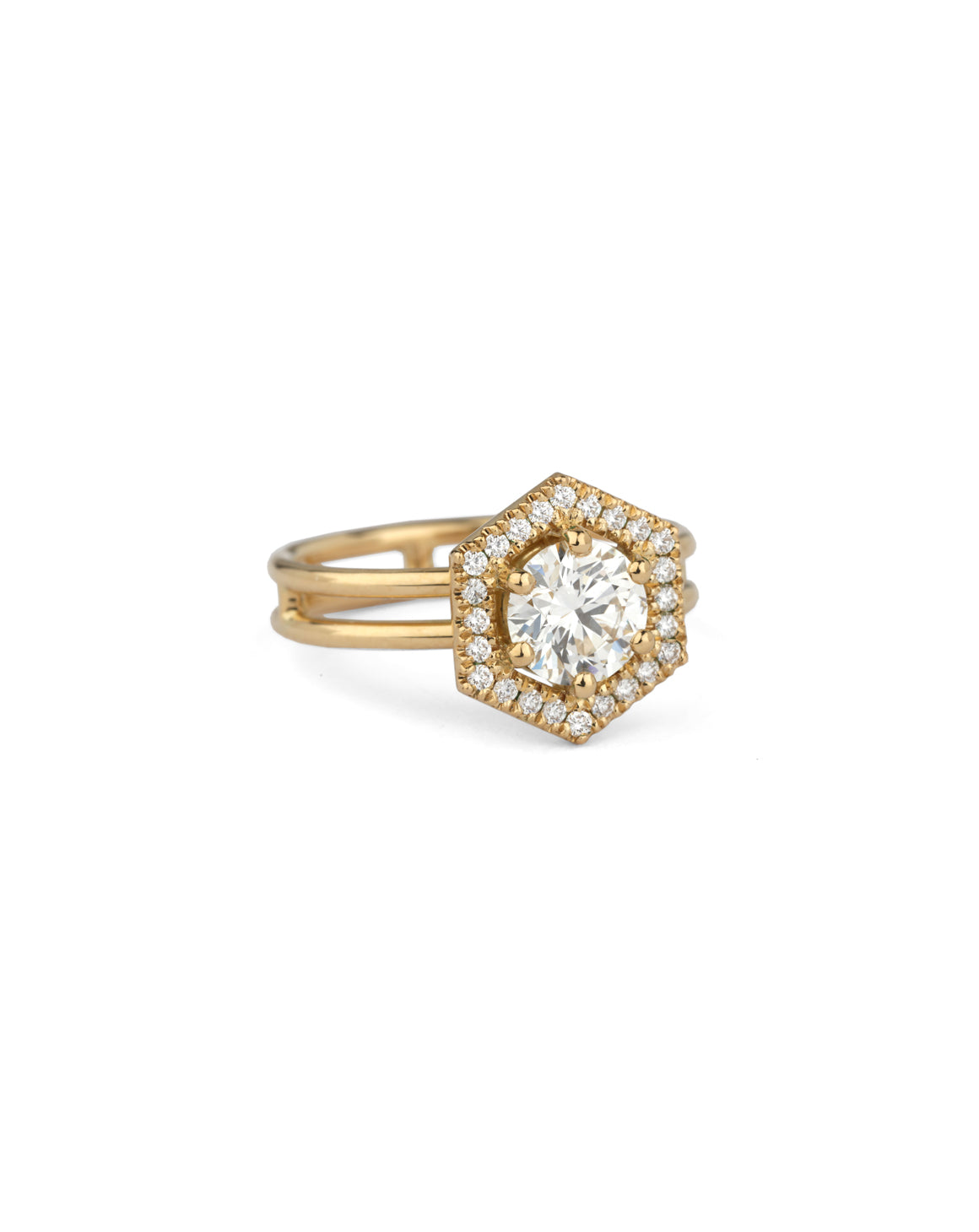 Diamond Hex Halo Ring - 0.90ct