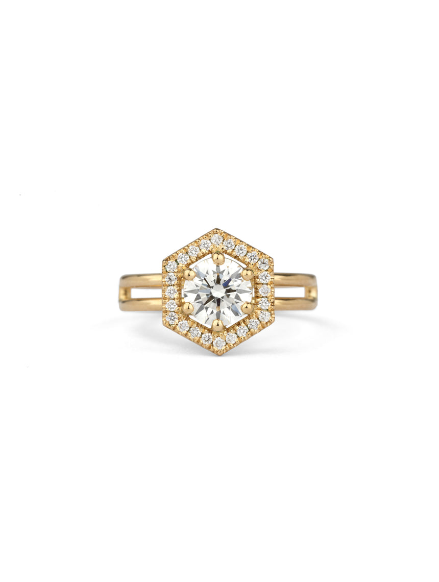 Diamond Hex Halo Ring - 0.90ct