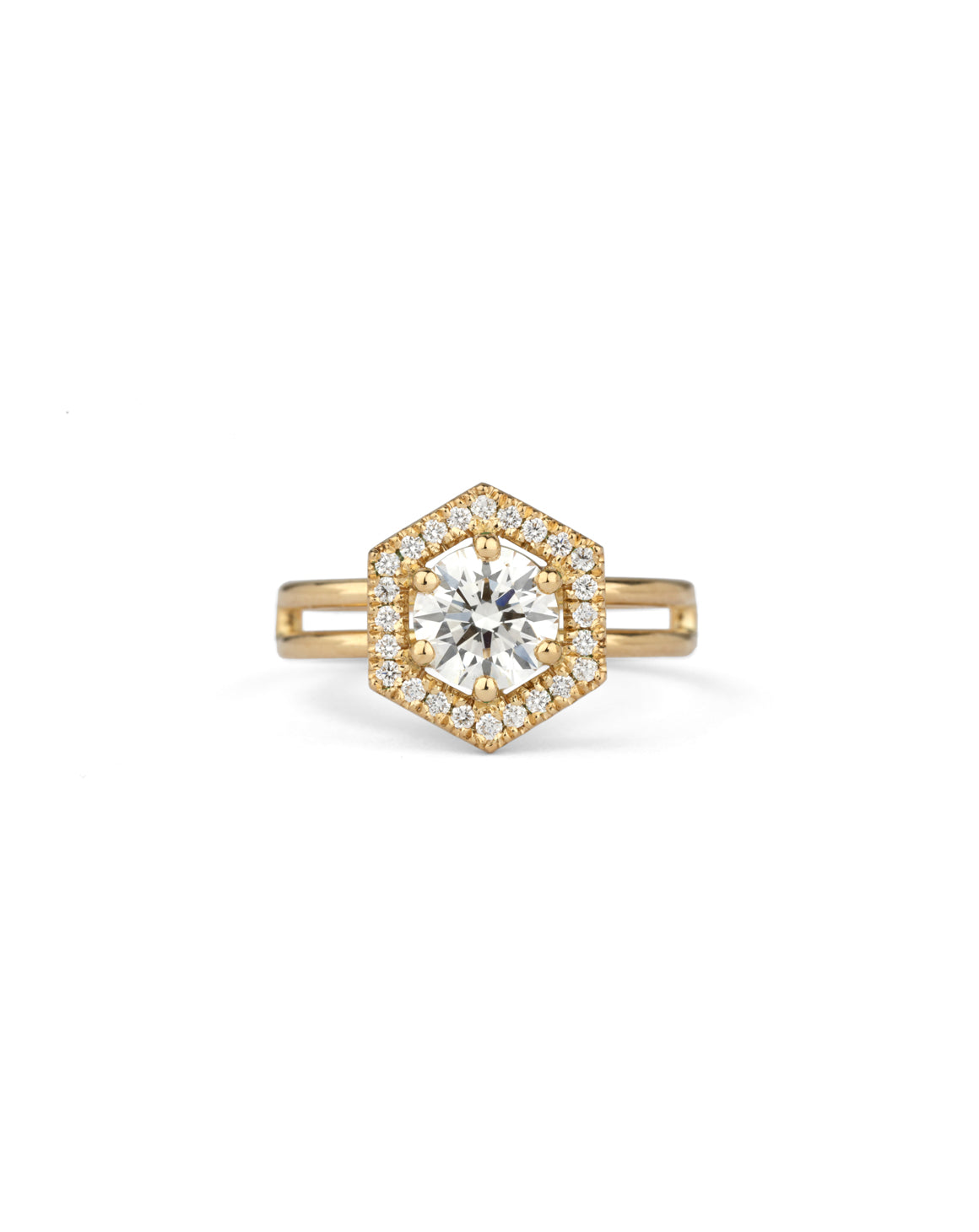 Diamond Hex Halo Ring - 0.90ct