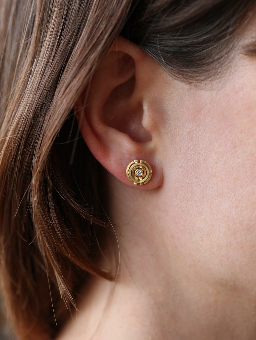 Natural Diamond Mini Four Circle Earstuds