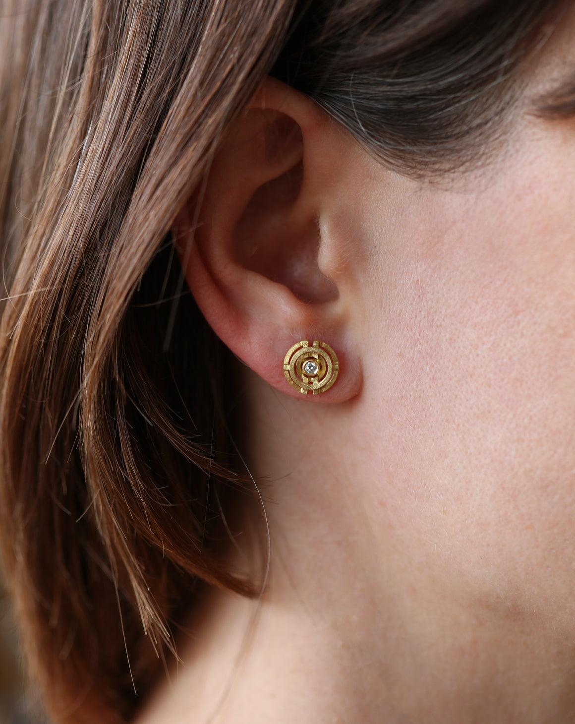 Natural Diamond Mini Four Circle Earstuds