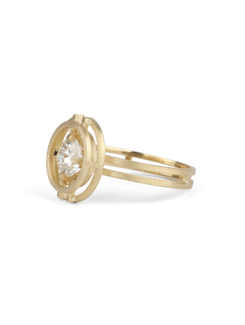Natural Diamond Compass Three Circle Ring - 1ct