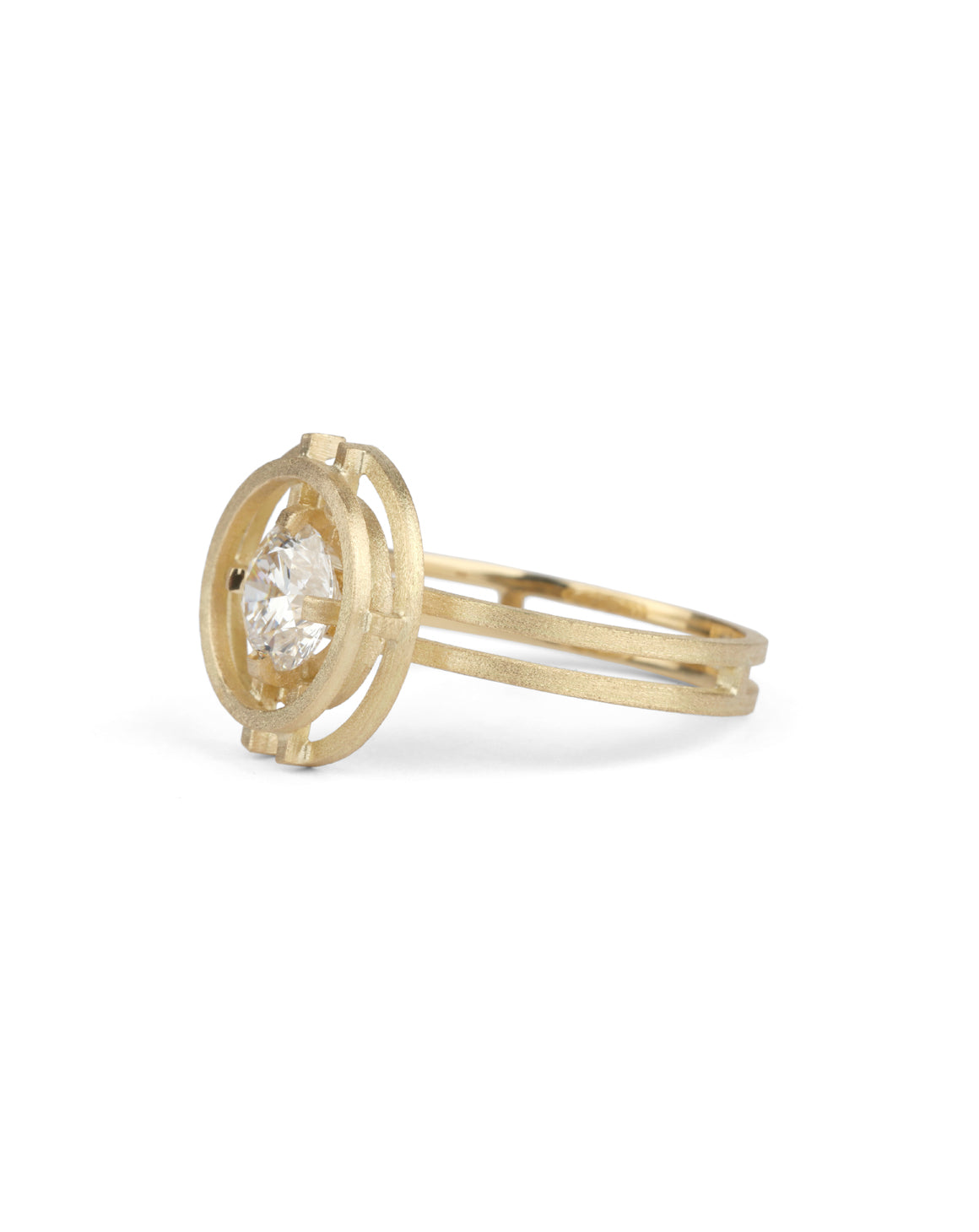 Natural Diamond Compass Three Circle Ring - 1ct
