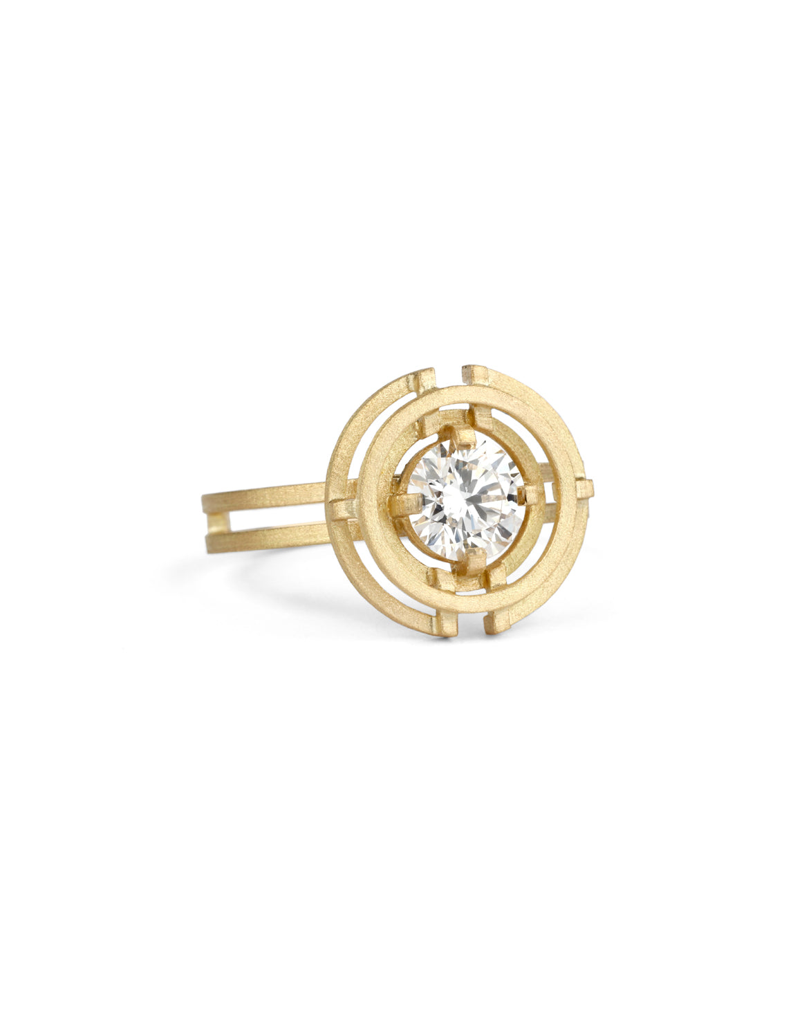 Natural Diamond Compass Three Circle Ring - 1ct