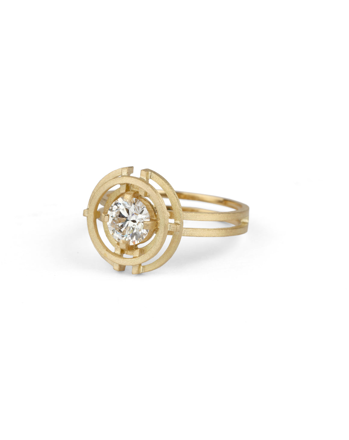 Natural Diamond Compass Three Circle Ring - 1ct