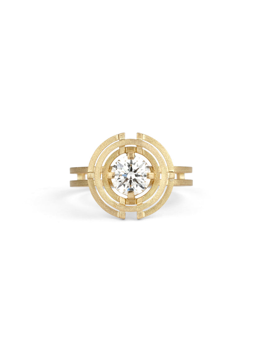 Natural Diamond Compass Three Circle Ring - 1ct