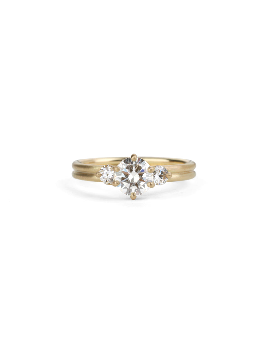 Natural Diamond Round Trio Dyad Engagement Ring