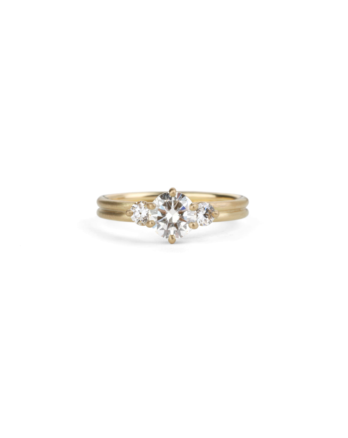 Natural Diamond Round Trio Dyad Engagement Ring