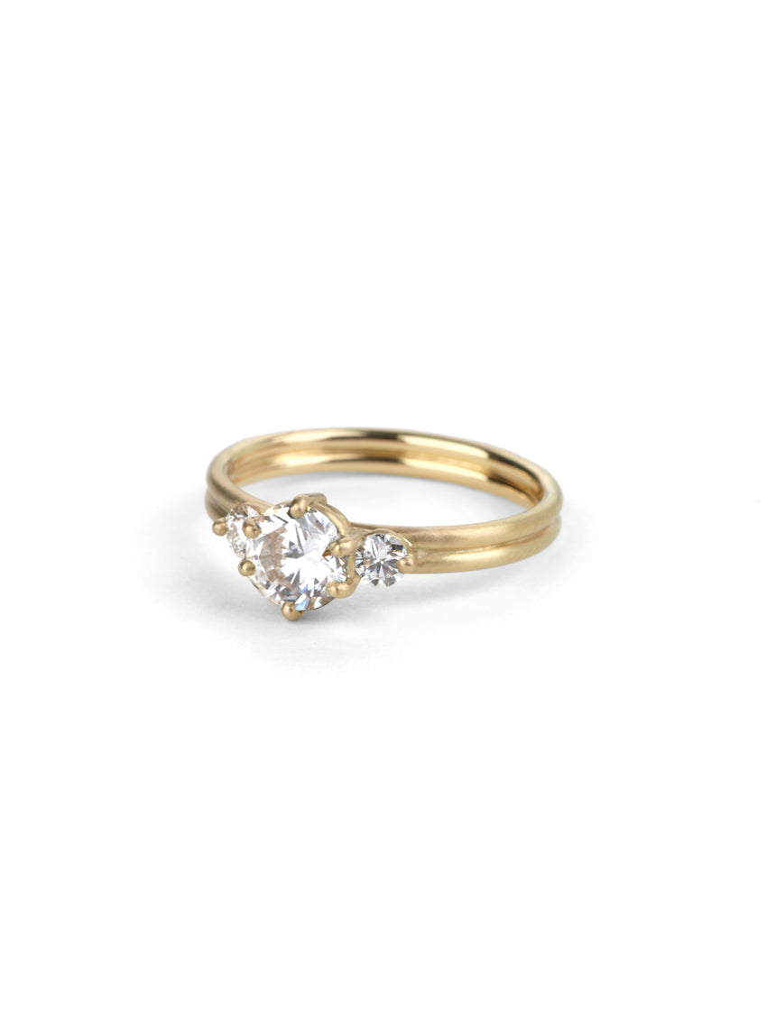 Natural Diamond Round Trio Dyad Engagement Ring