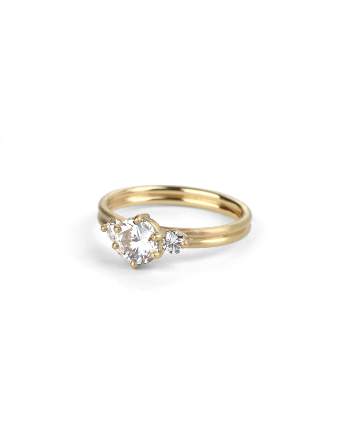 Natural Diamond Round Trio Dyad Engagement Ring